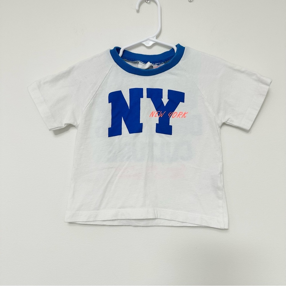 Zara Baby White Tee with Bold Blue NY Graphic Toddler 12-18 months NEW YORK NYC
